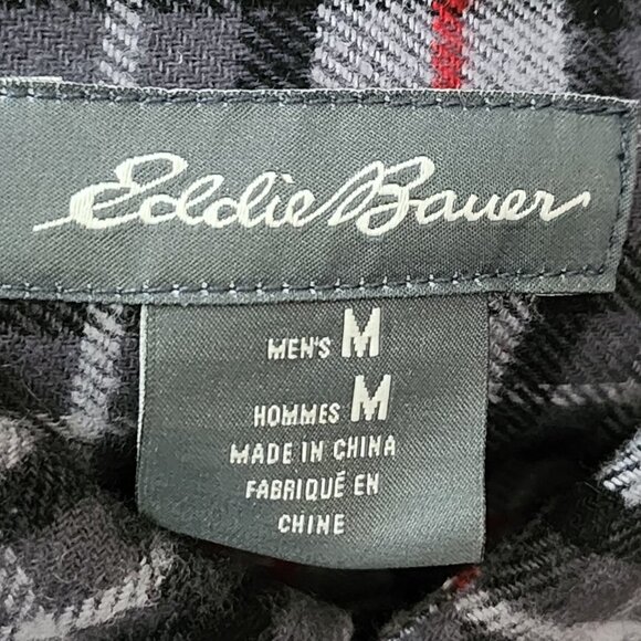 Eddie Bauer Gray Plaid Checks Button Front Flannel Shirt - Picture 3 of 5